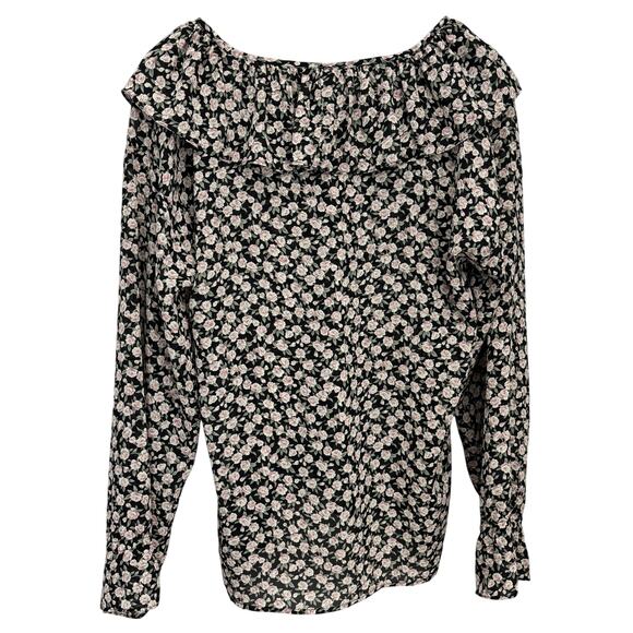 Vintage Ruffle Collar Blouse M Rosettes Dark Romantic Gothic Victorian Style - Picture 2 of 8